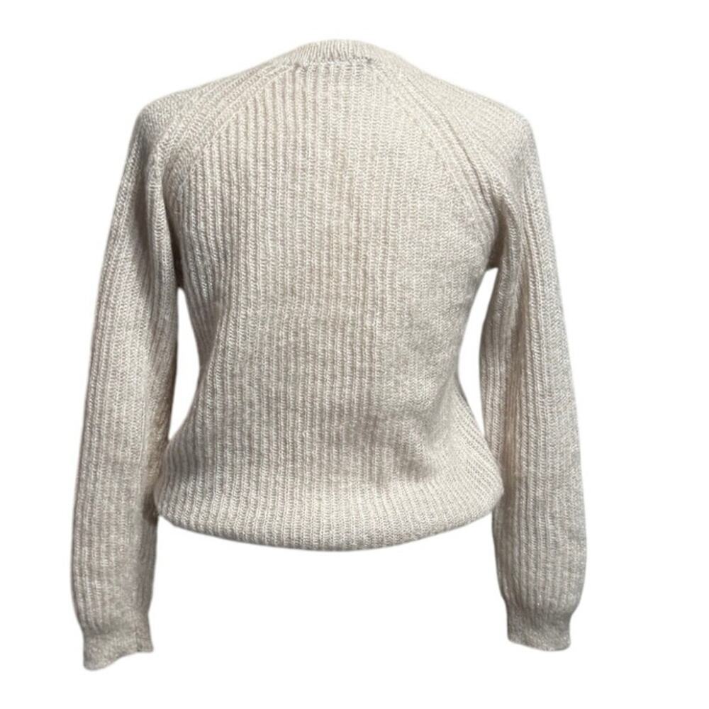 Comptoir des Cotonniers Mohair Blend Cream with Subtle Shimmer Sweater US XXS - Picture 3 of 7